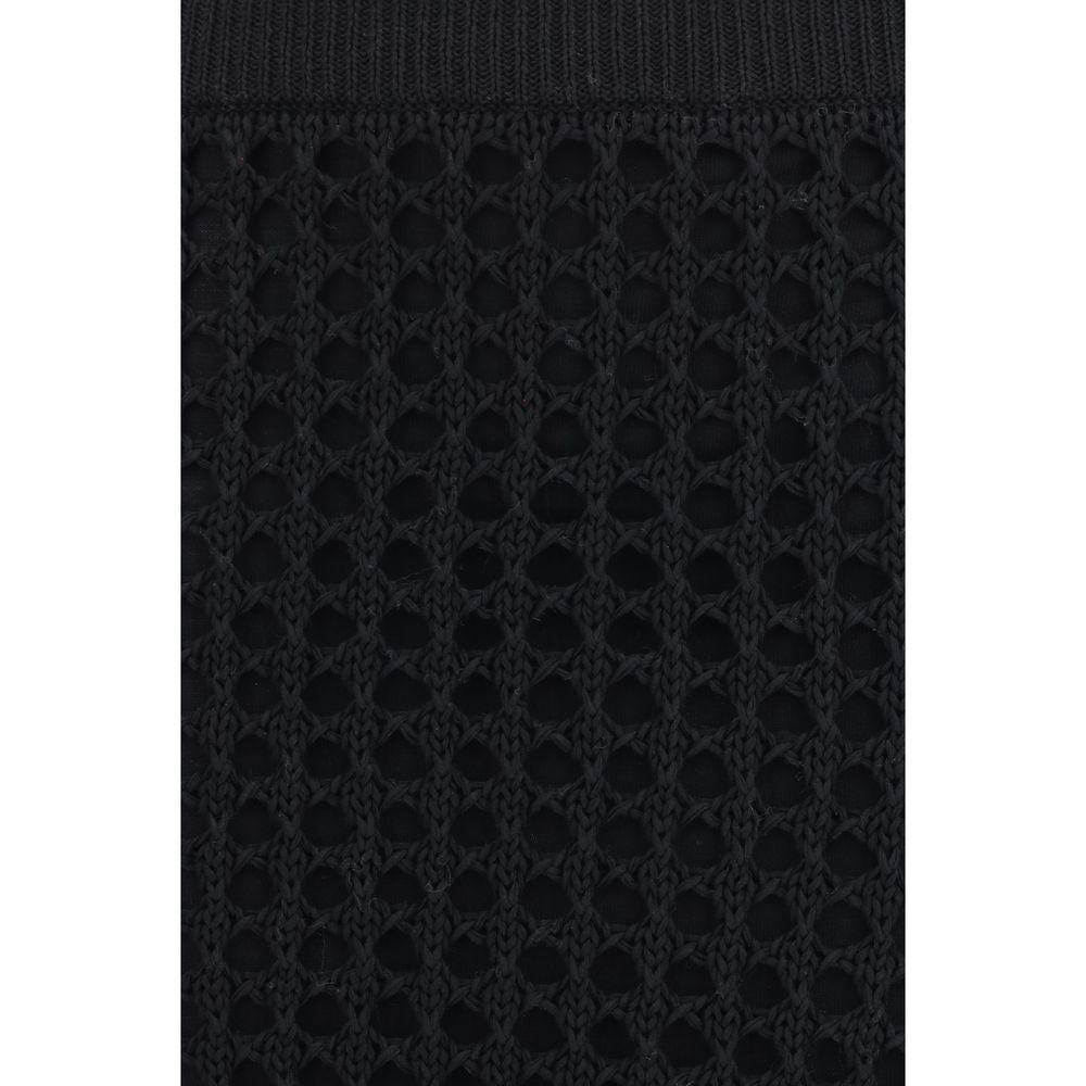 Max Mara Pure Black Cotton Long Skirt