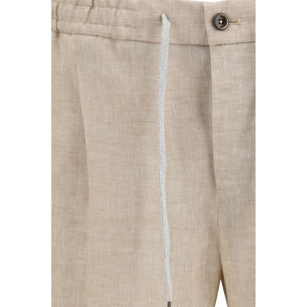 PT Torino Beige Linen Casual Pants for Effortless Elegance