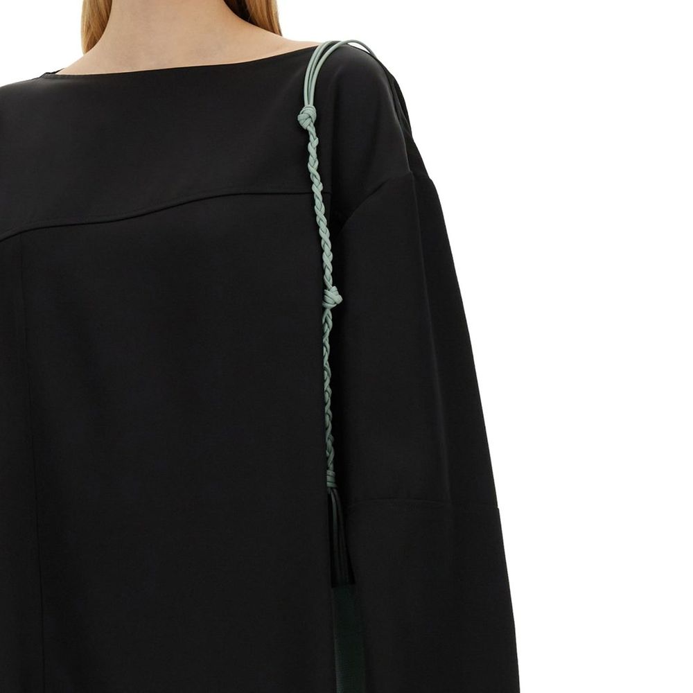 Jil Sander Black Silk Blouse - Luxurious Asymmetrical Design for Women
