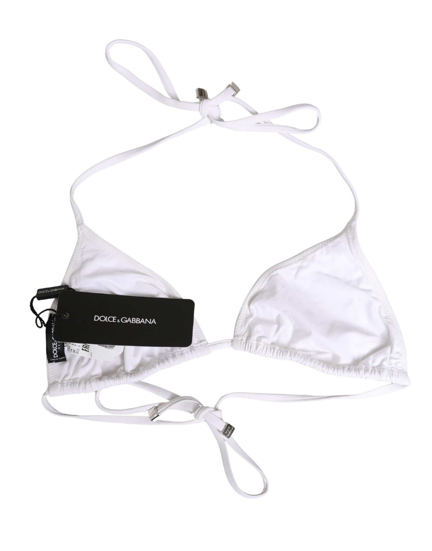Dolce & Gabbana White Nylon Triangle Bikini Top
