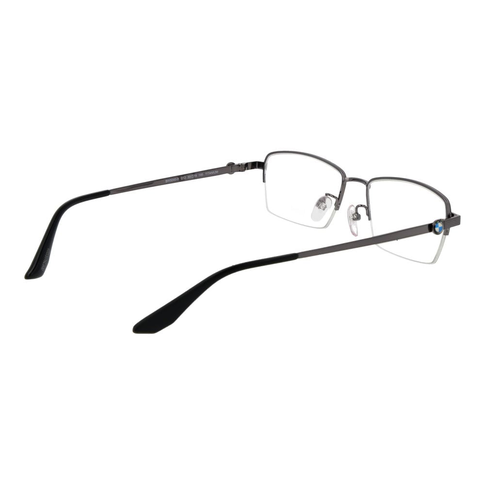 BMW Men’s Gray Titanium Glasses – Gunmetal Half-Rim Frame