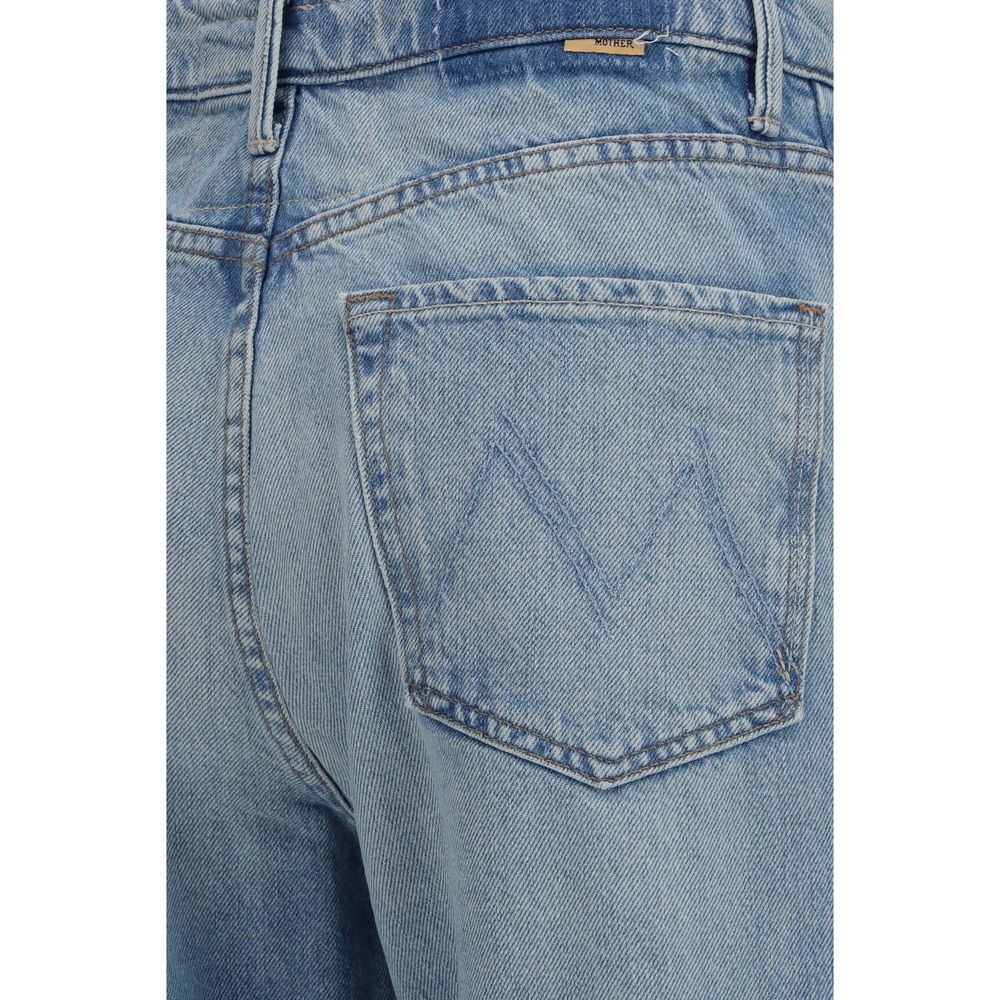 Mother Denim Blue Cotton High-Waisted Jean - The Half Pipe Ankle Jeans