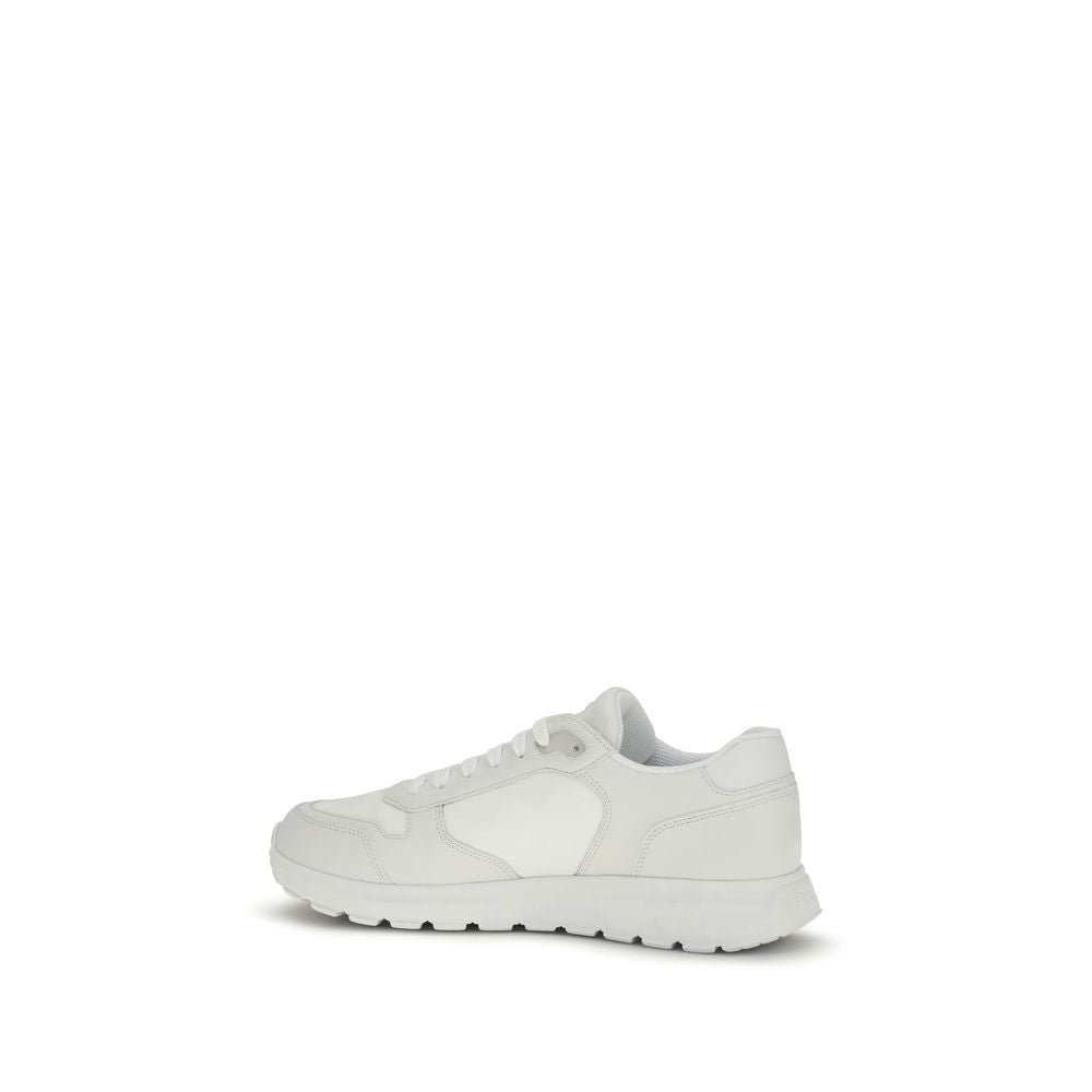 Prada White Prax Re-Nylon and Brushed Leather Sneakers