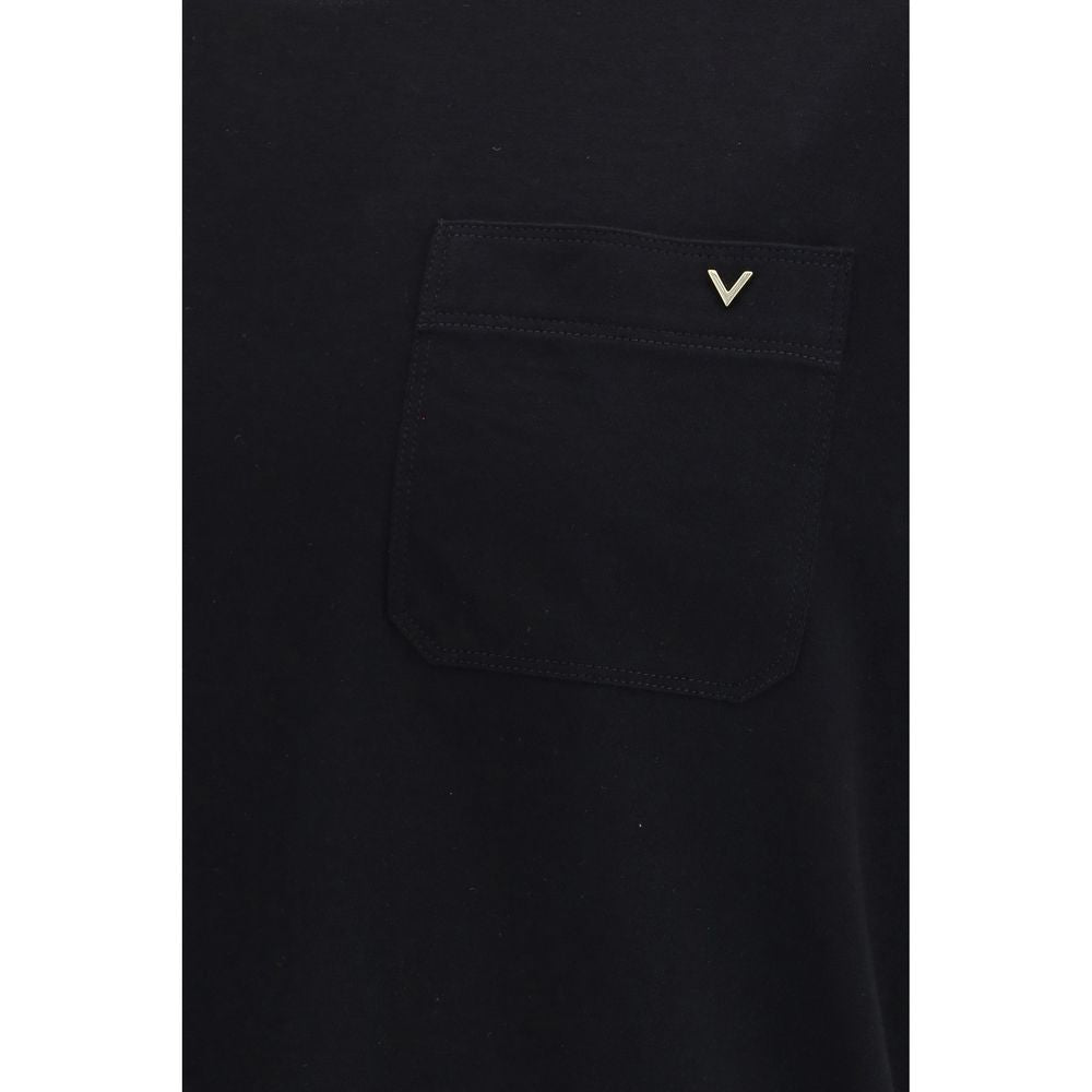 Valentino Black Cotton T-Shirt with VGold Logo