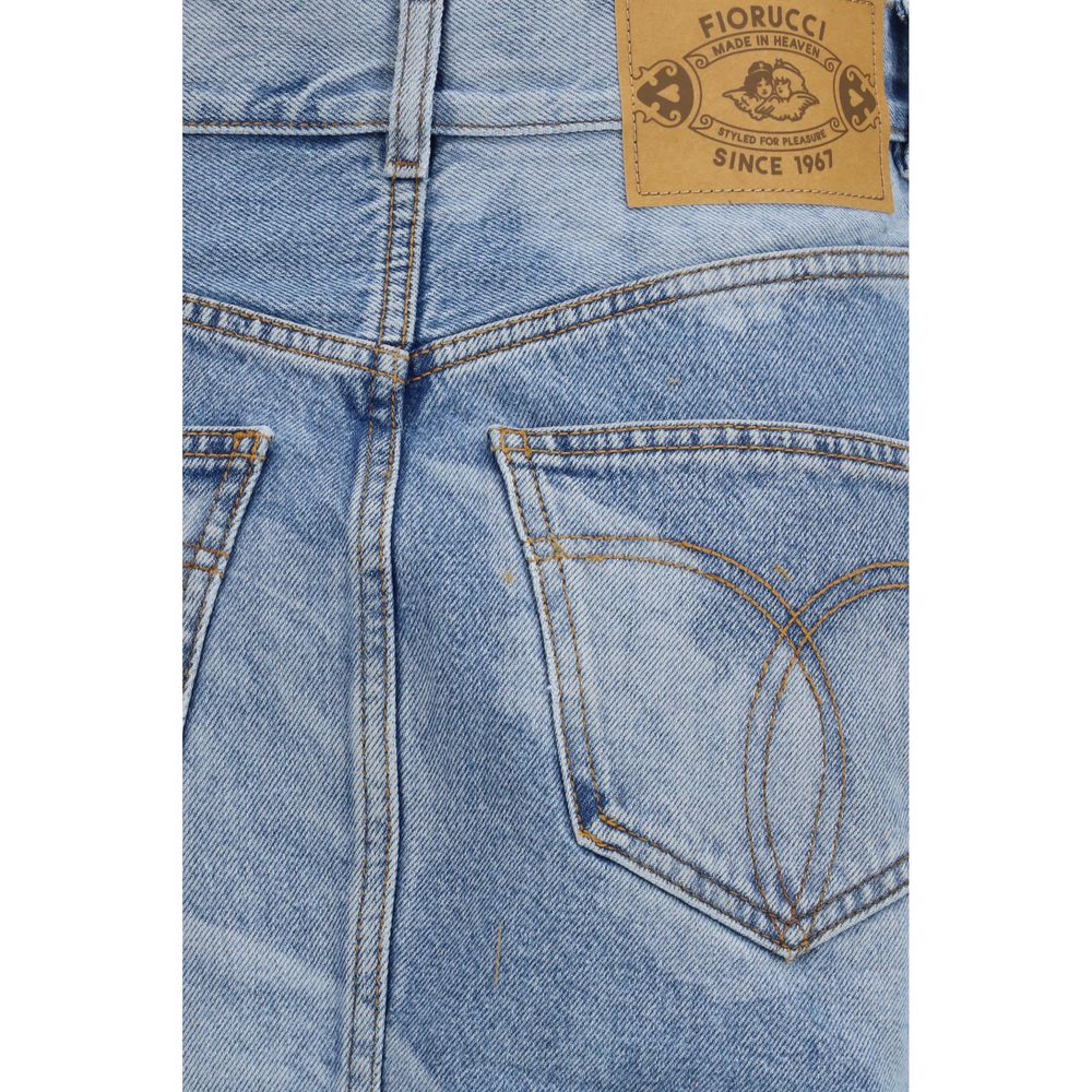 Fiorucci Blue Denim Skirt with Angel Print