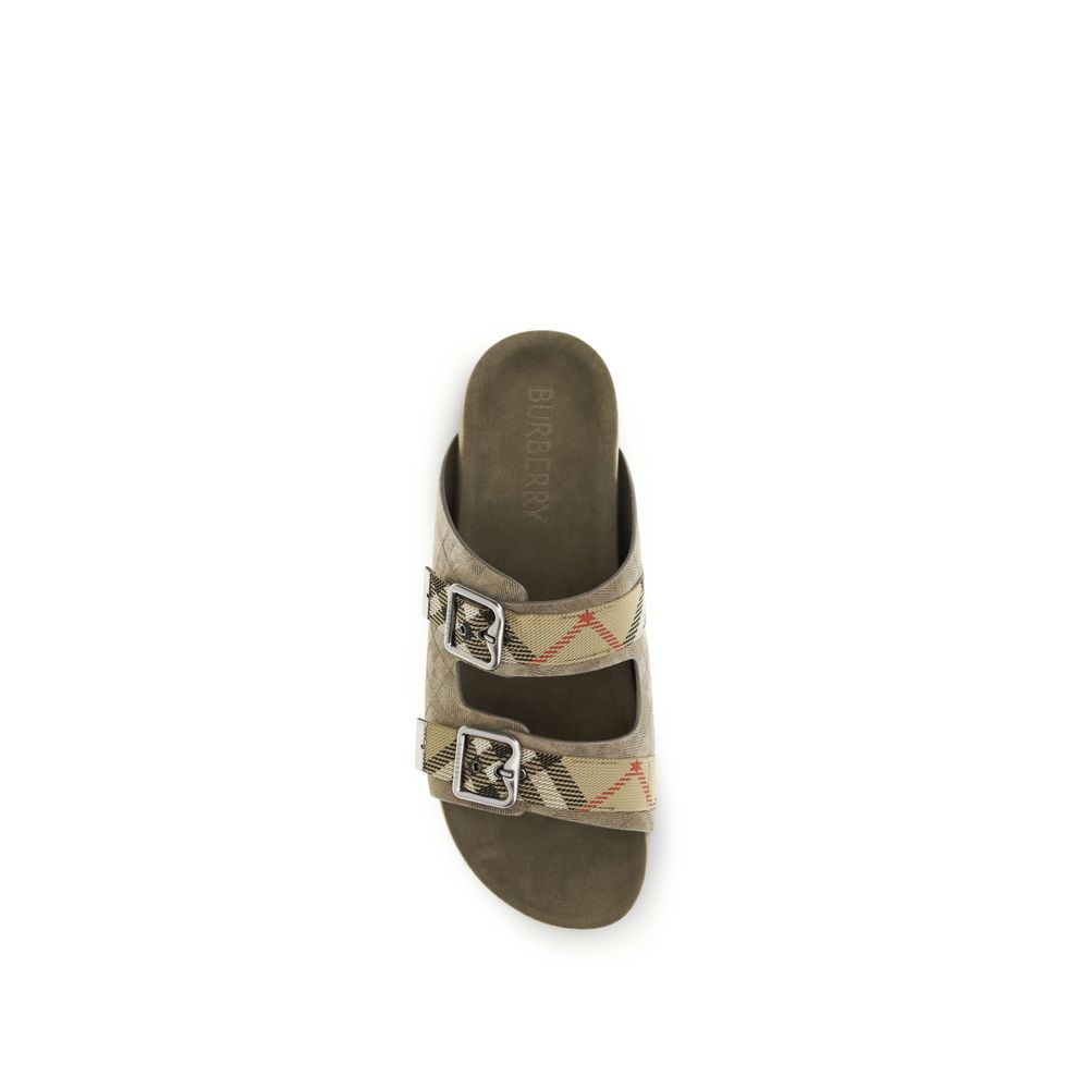 Burberry Beige Check Suede Urchin Sandals