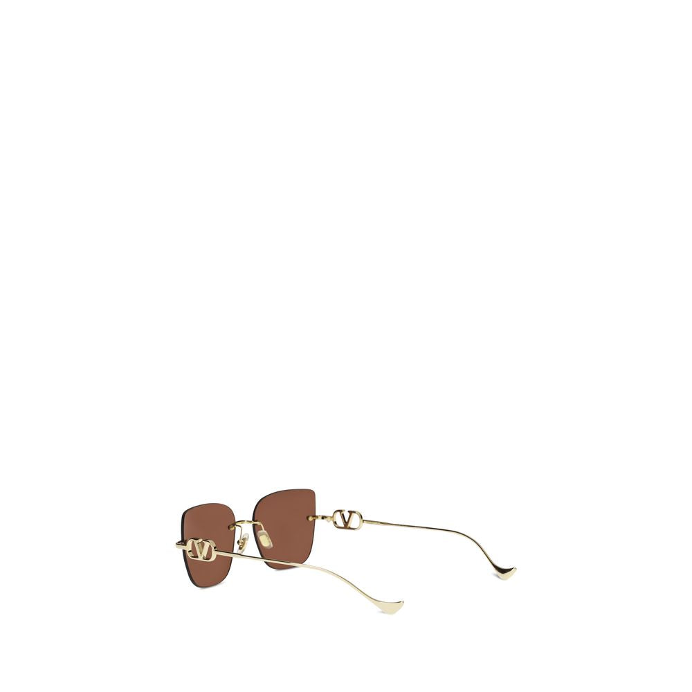 Valentino Garavani Women’s Sunglasses – Brown Cat-Eye Metal Frame