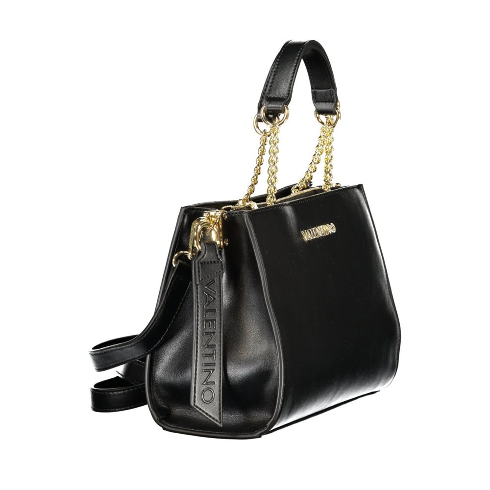 Mario Valentino Black Leather Tote Bag with Sleek Design