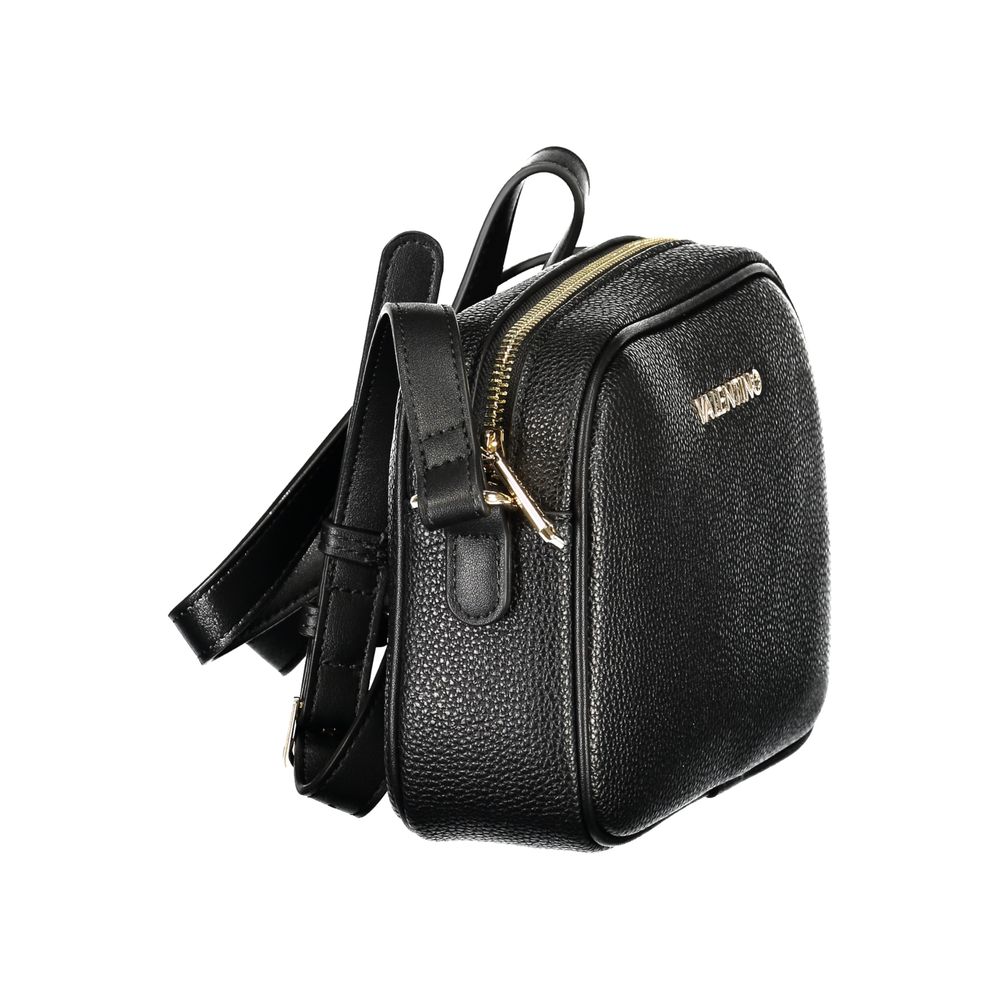 Mario Valentino Black Grained Leather Handbag with Adjustable Strap
