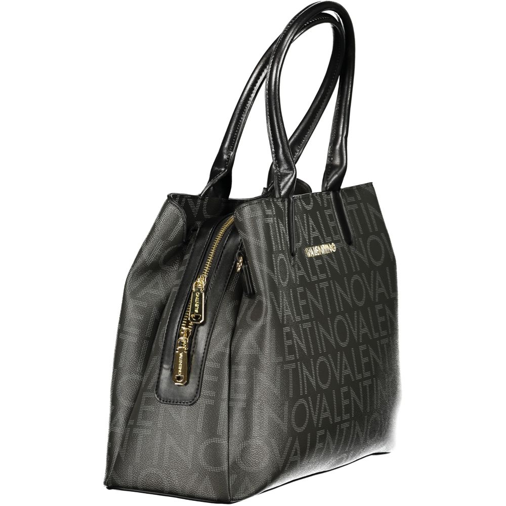 Mario Valentino Black Leather Handbag with Adjustable Strap