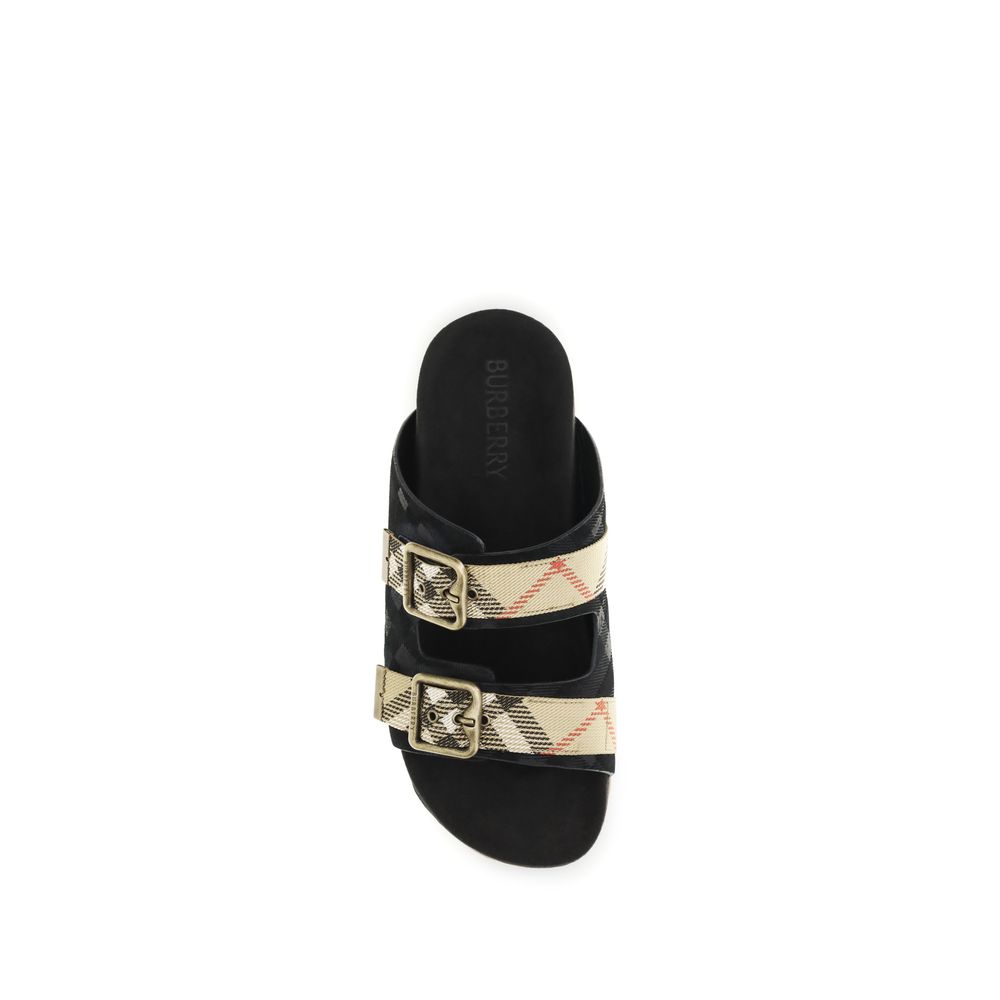 Burberry Black Check Suede Urchin Sandals