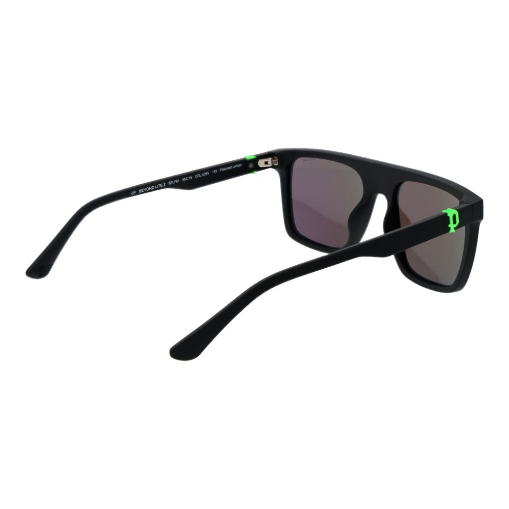 Police Men’s Sunglasses – Black Square Frame, Pink Polarized Lenses