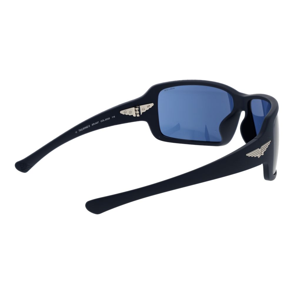 Police Men's Sunglasses – Blue Rectangle Frame, Blue Plastic Lenses