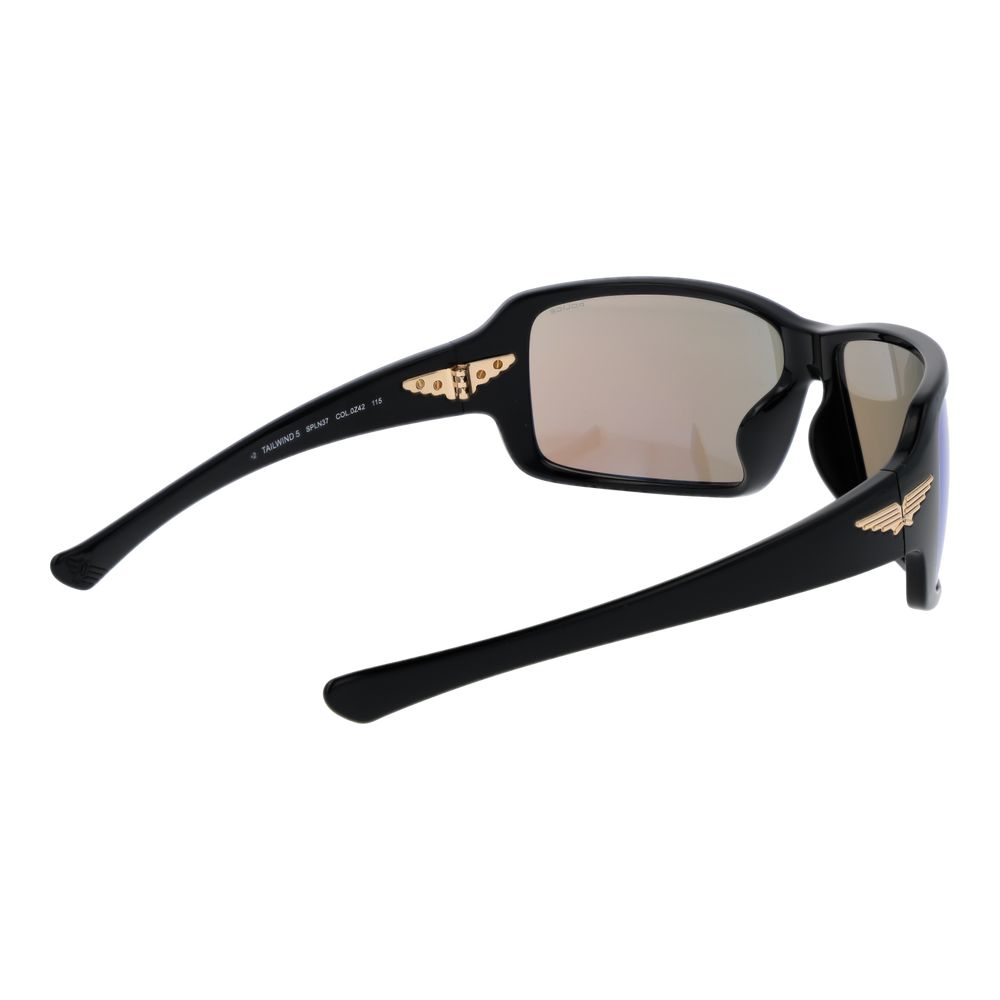 Police Men’s Sunglasses – Black Rectangle Frame, Grey Mirrored Lenses