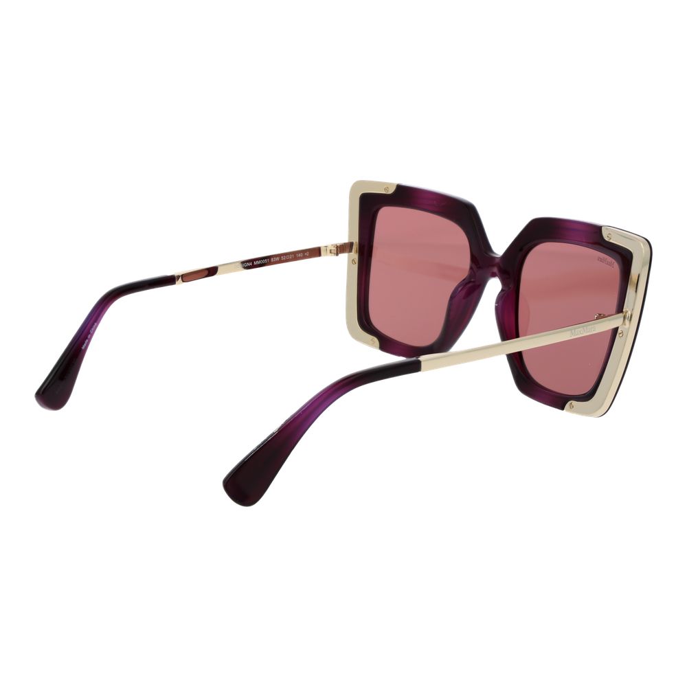 Max Mara Women’s Sunglasses – Purple Square Frame, Pink Lenses
