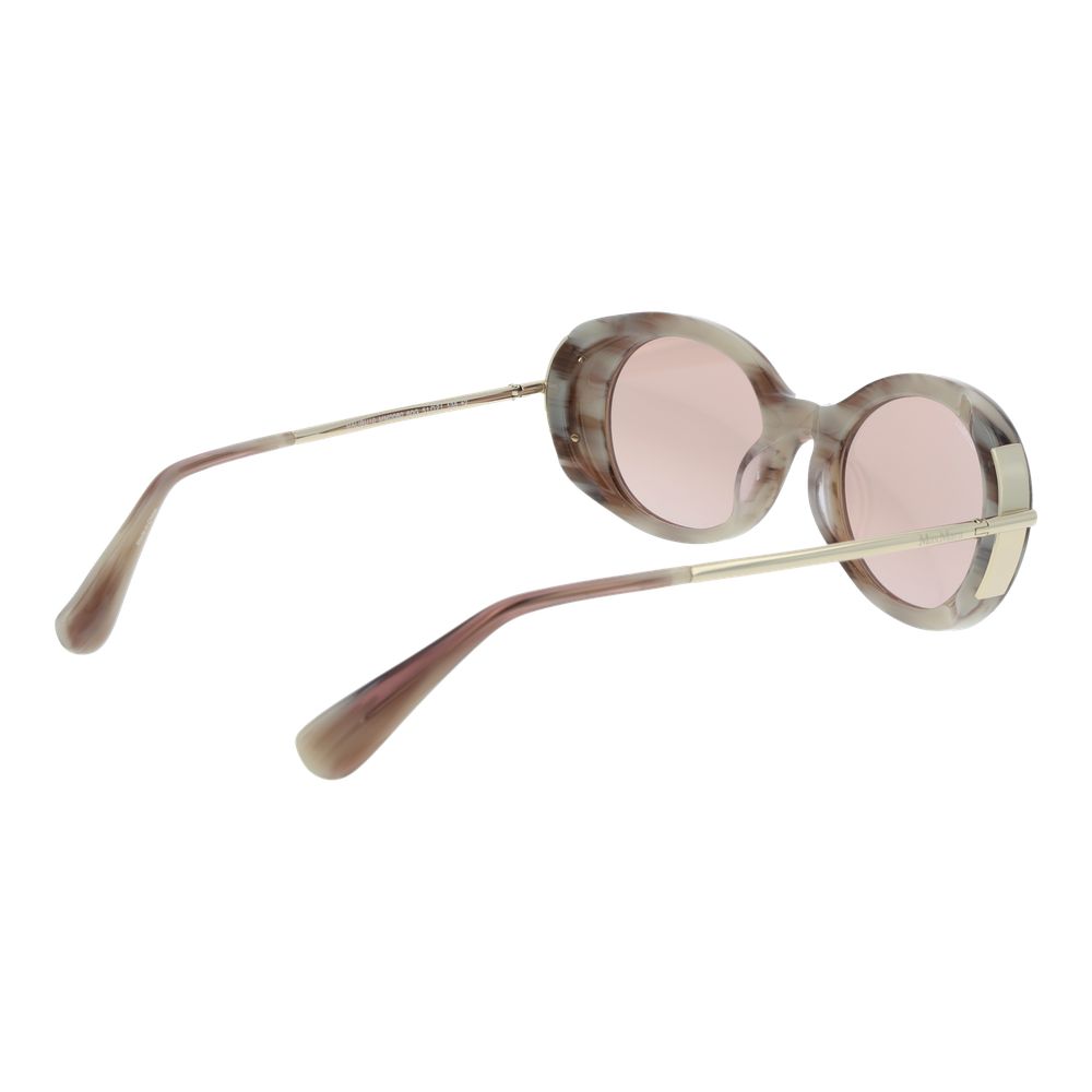 Max Mara Women’s Acetate Sunglasses – Beige Oval Frame, Mirrored Lenses