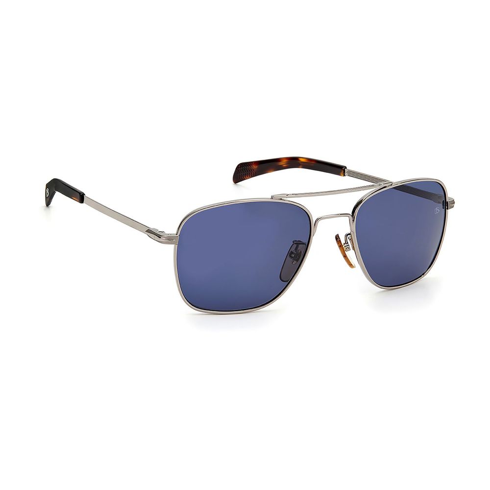 David Beckham Men’s Sunglasses – Gunmetal Square Frame, Blue Lenses