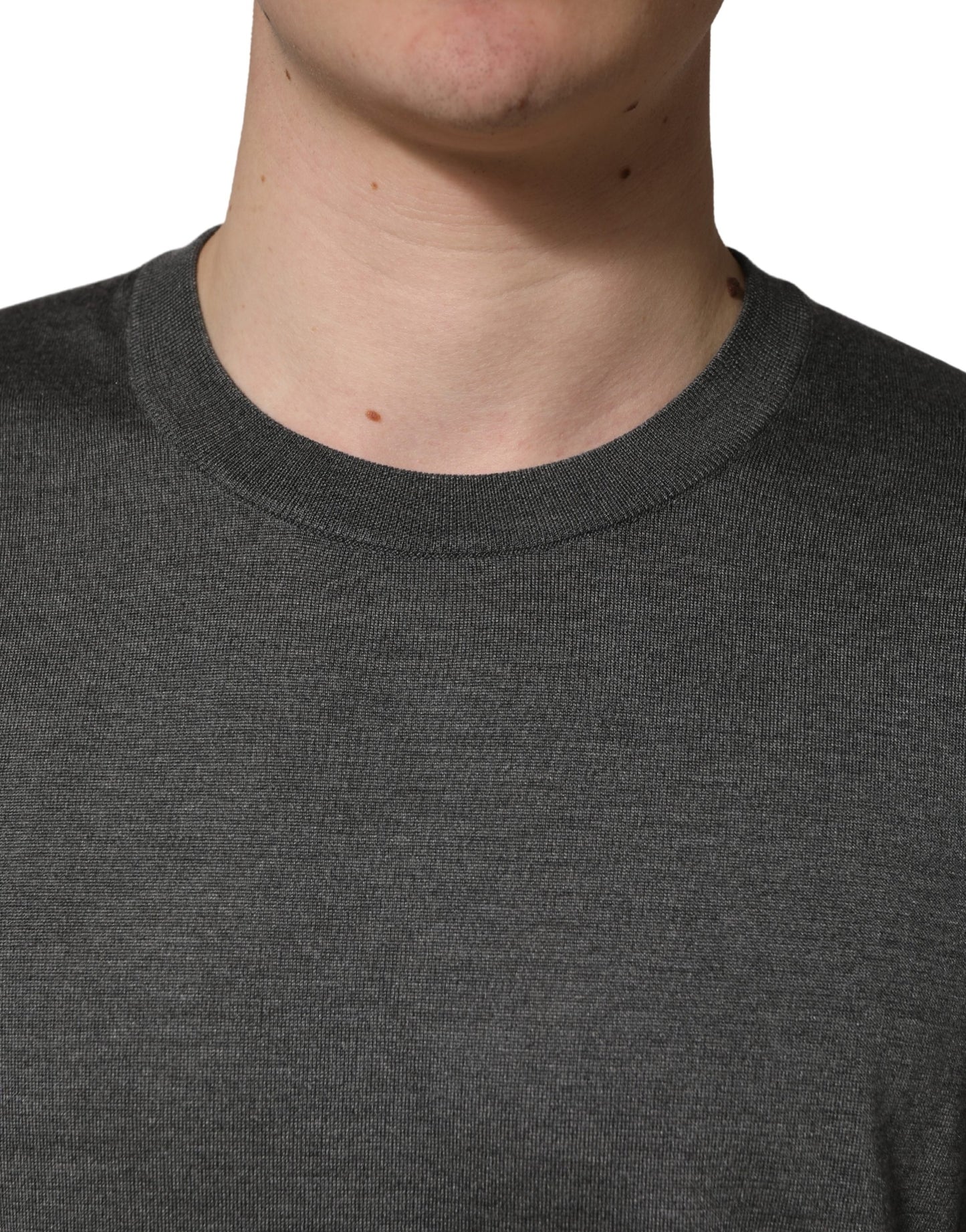 Dolce & Gabbana Gray Long Sleeve Crew Neck Pullover Sweater