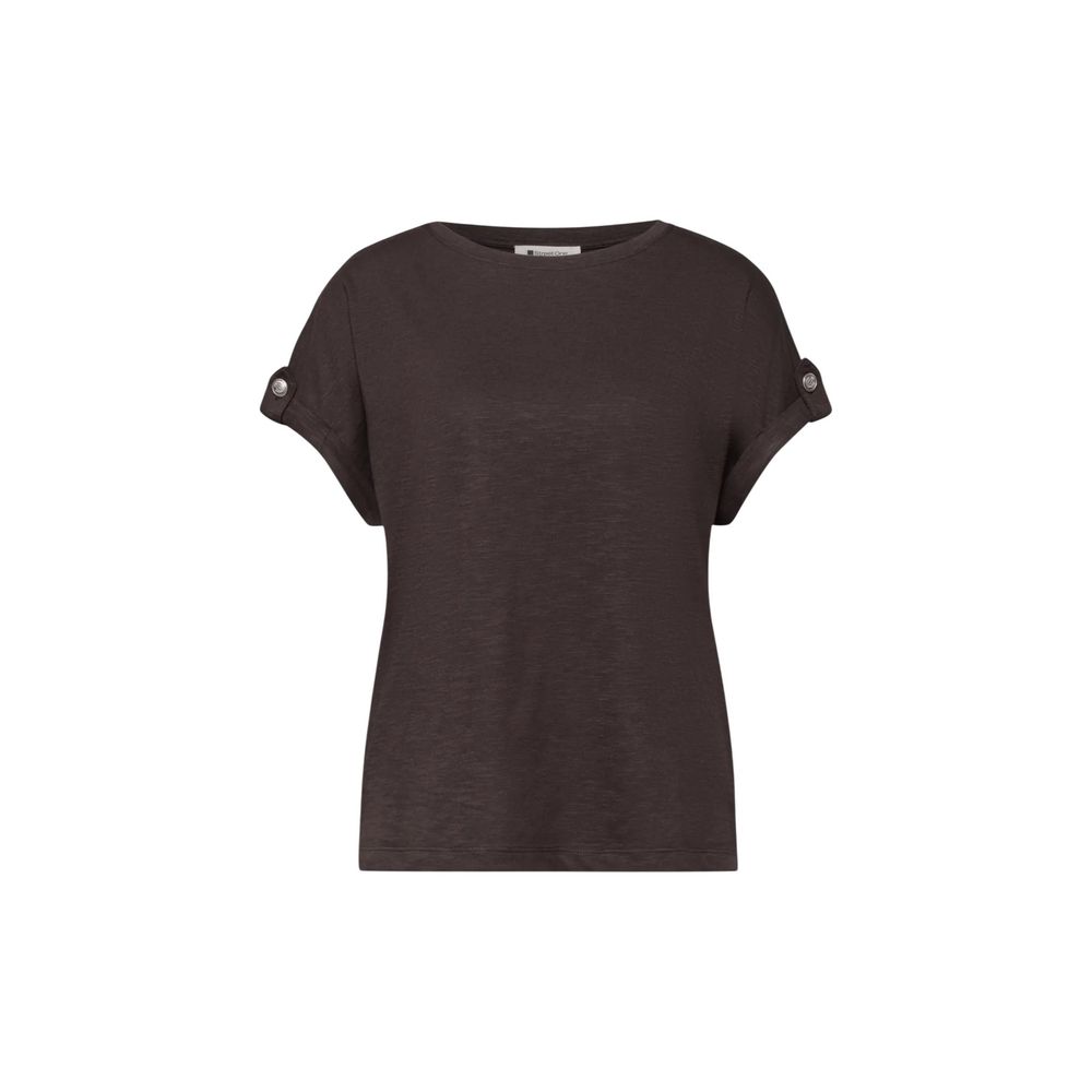 Street One Brown Cotton T-Shirt with Decorative Buttons