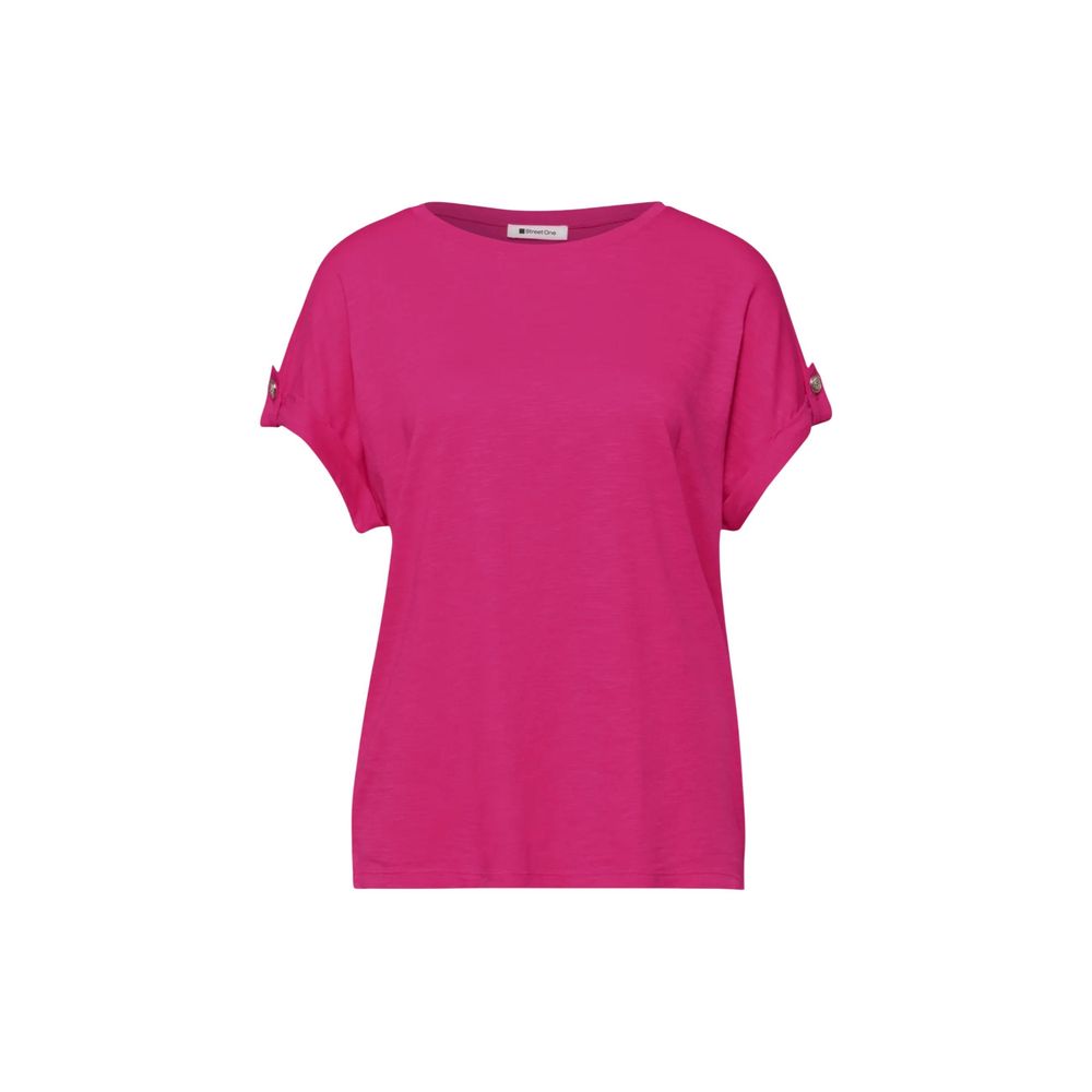 Street One Pink Cotton T-Shirt with Decorative Buttons
