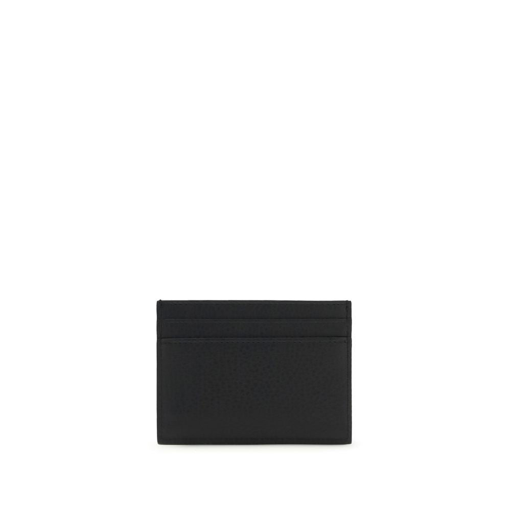 Saint Laurent Black Calf Leather Tiny Cassandre Card Holder Wallet