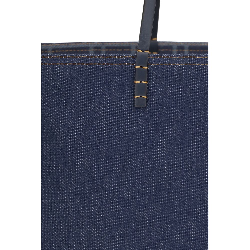 Fendi Blue Cotton Shoulder Bag Reversible Denim Tote Bag