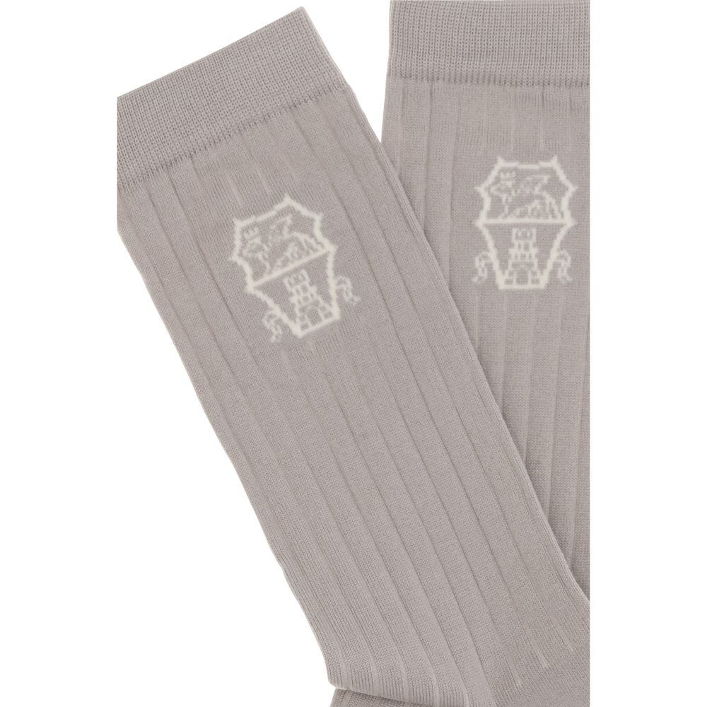 Brunello Cucinelli Beige Cotton Socks - Timeless Elegance Redefined