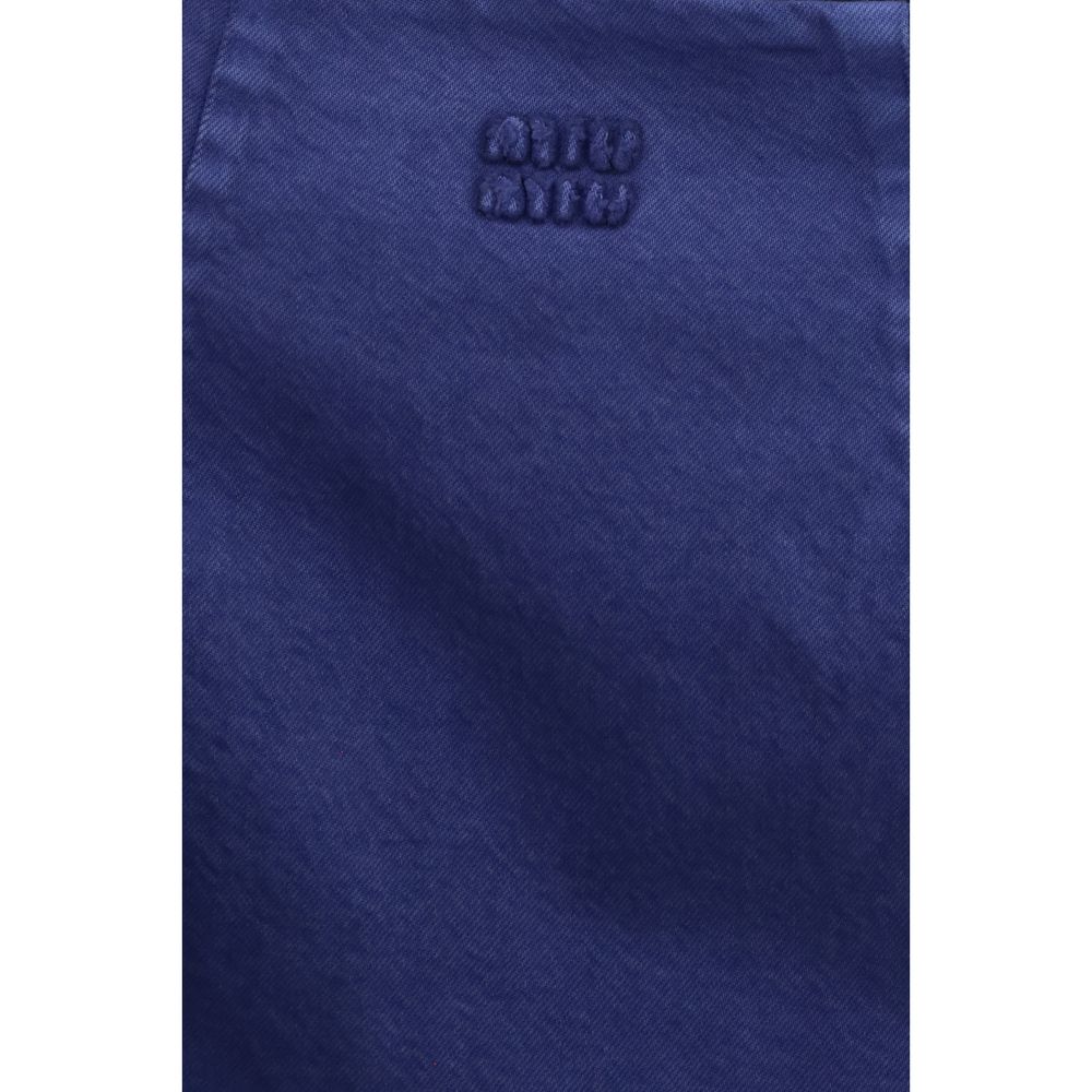 Miu Miu Blue Cotton Halter Mini Dress