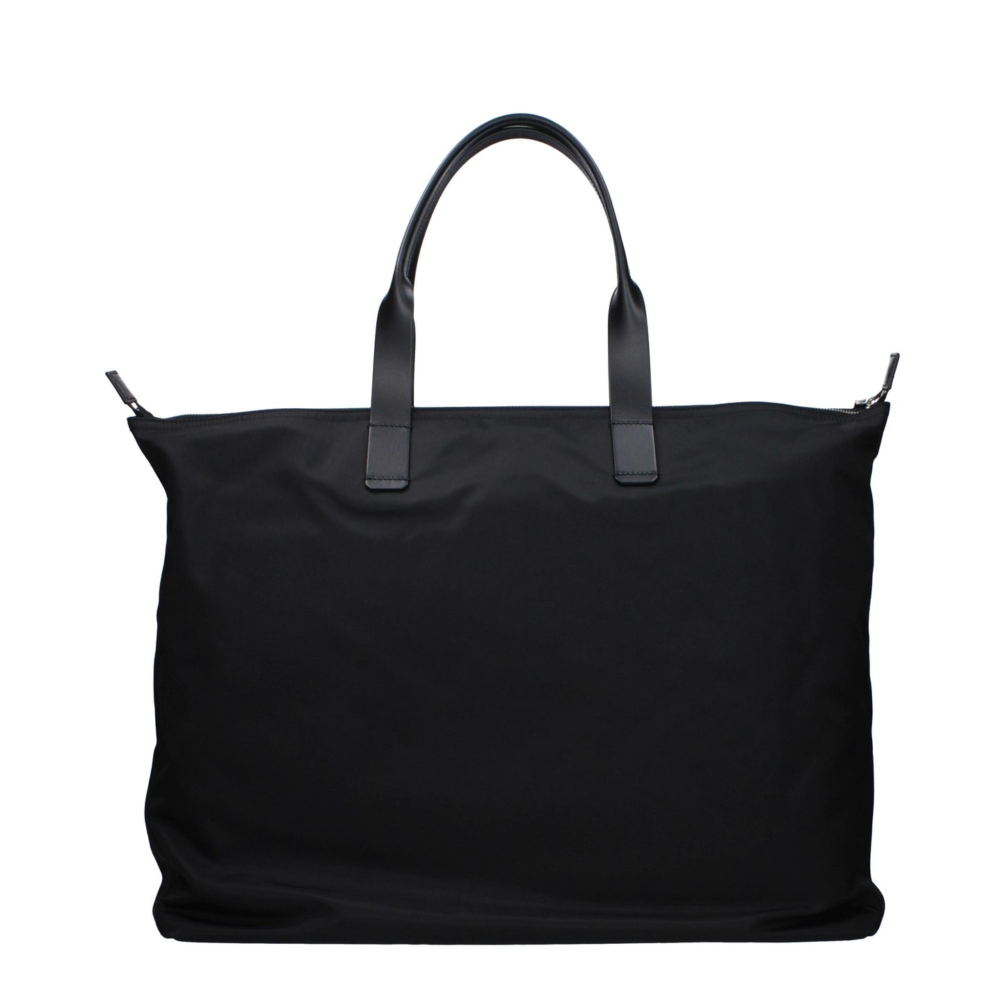 Dolce & Gabbana Black Nylon Leather-Handle Zipped Tote Bag