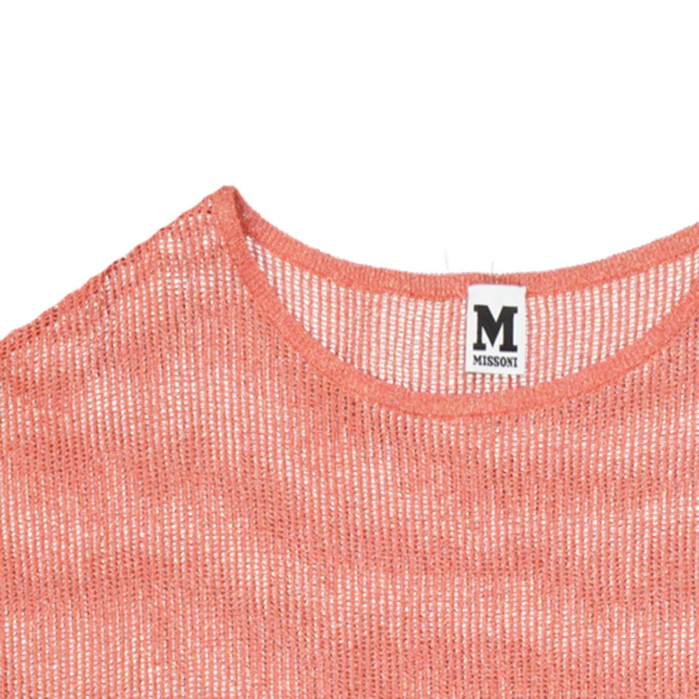 Missoni Coral Metallic Short Sleeve Sheer Jumper