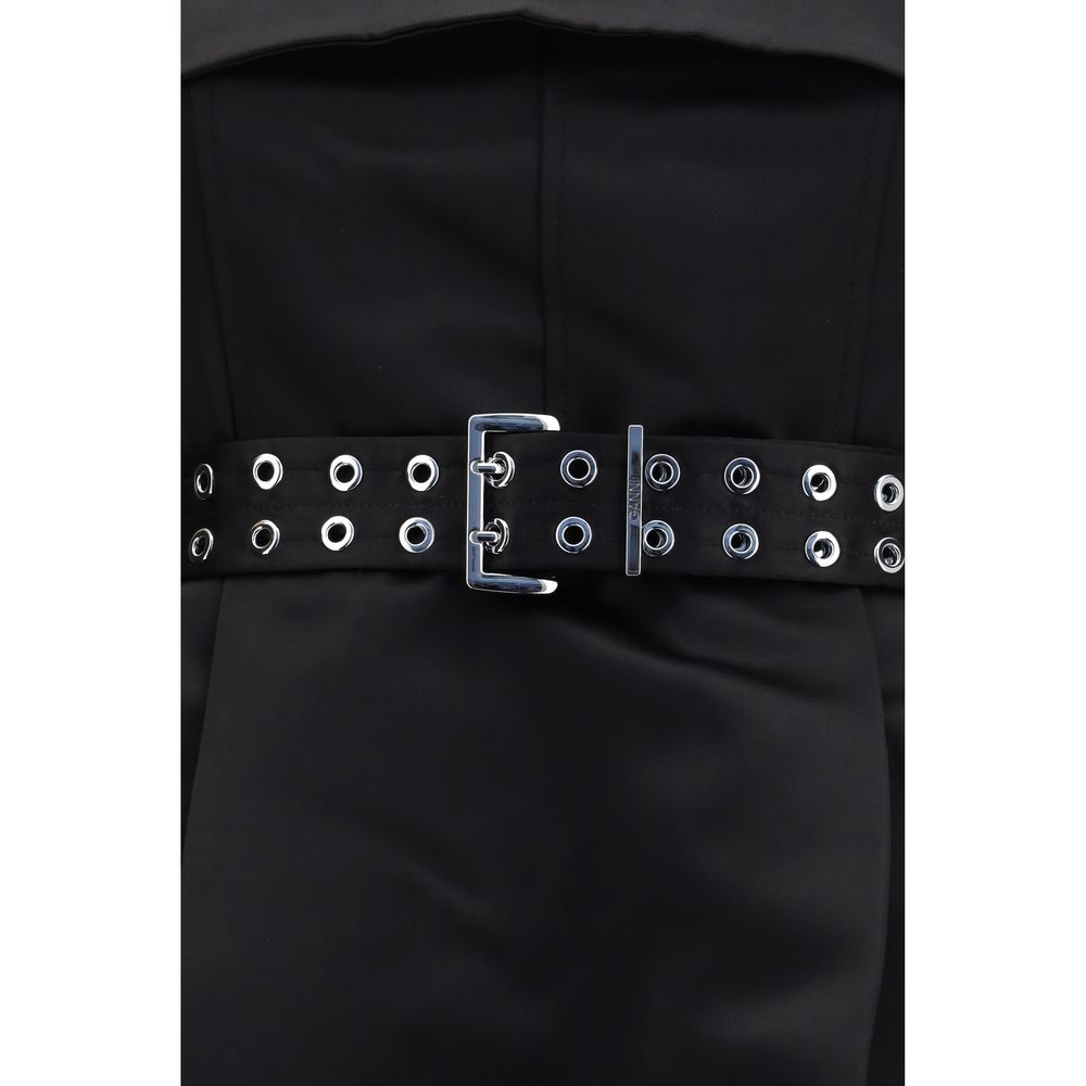Ganni Black Mini Trapeze Dress