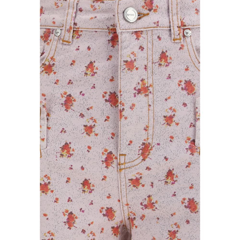 Ganni Floral Print Capri Denim Pants