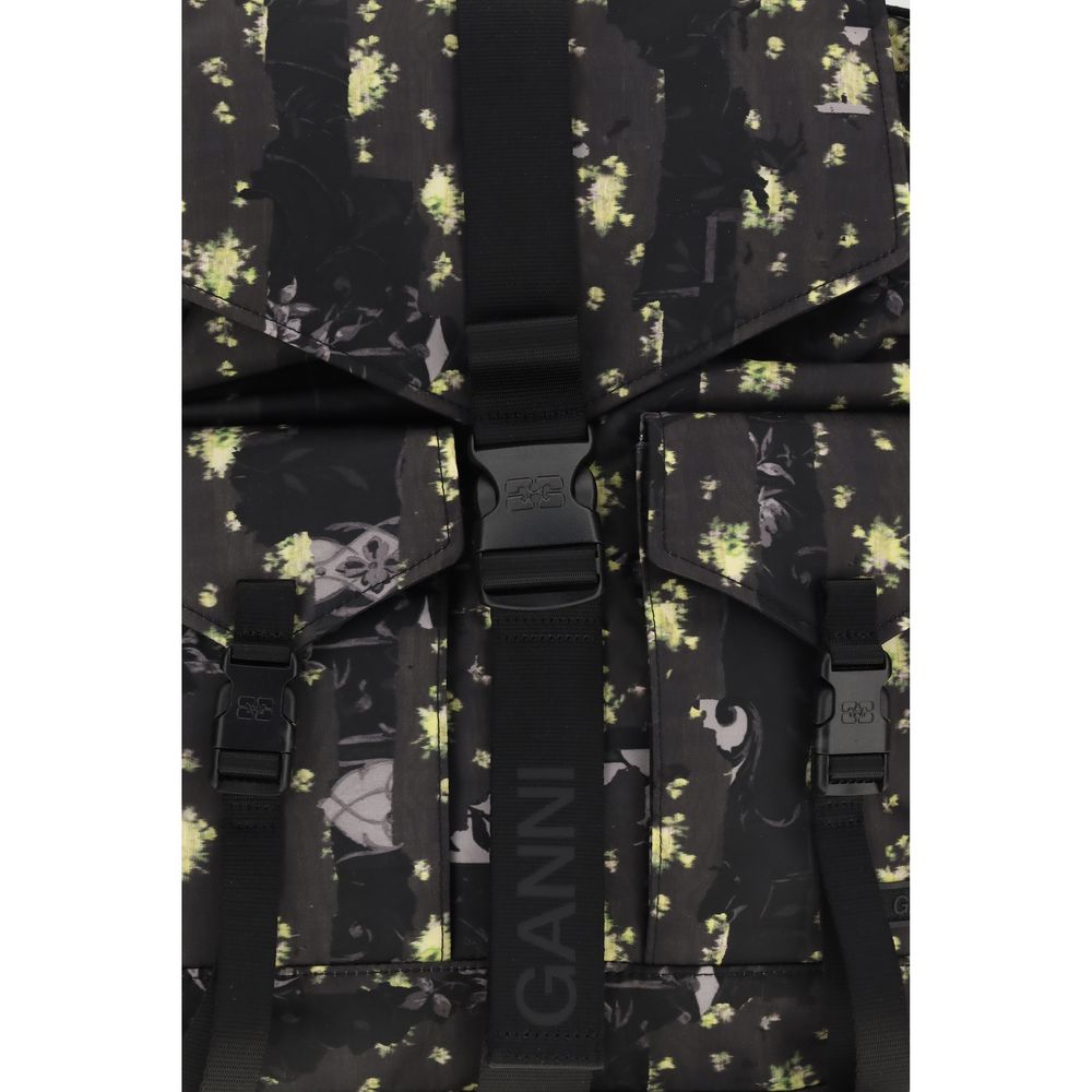 Ganni Multicolor Floral Re-tech Nylon Print Backpack