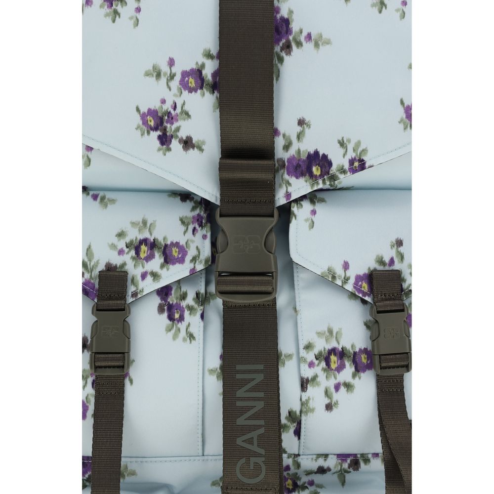 Ganni Blue Floral Motif Backpack