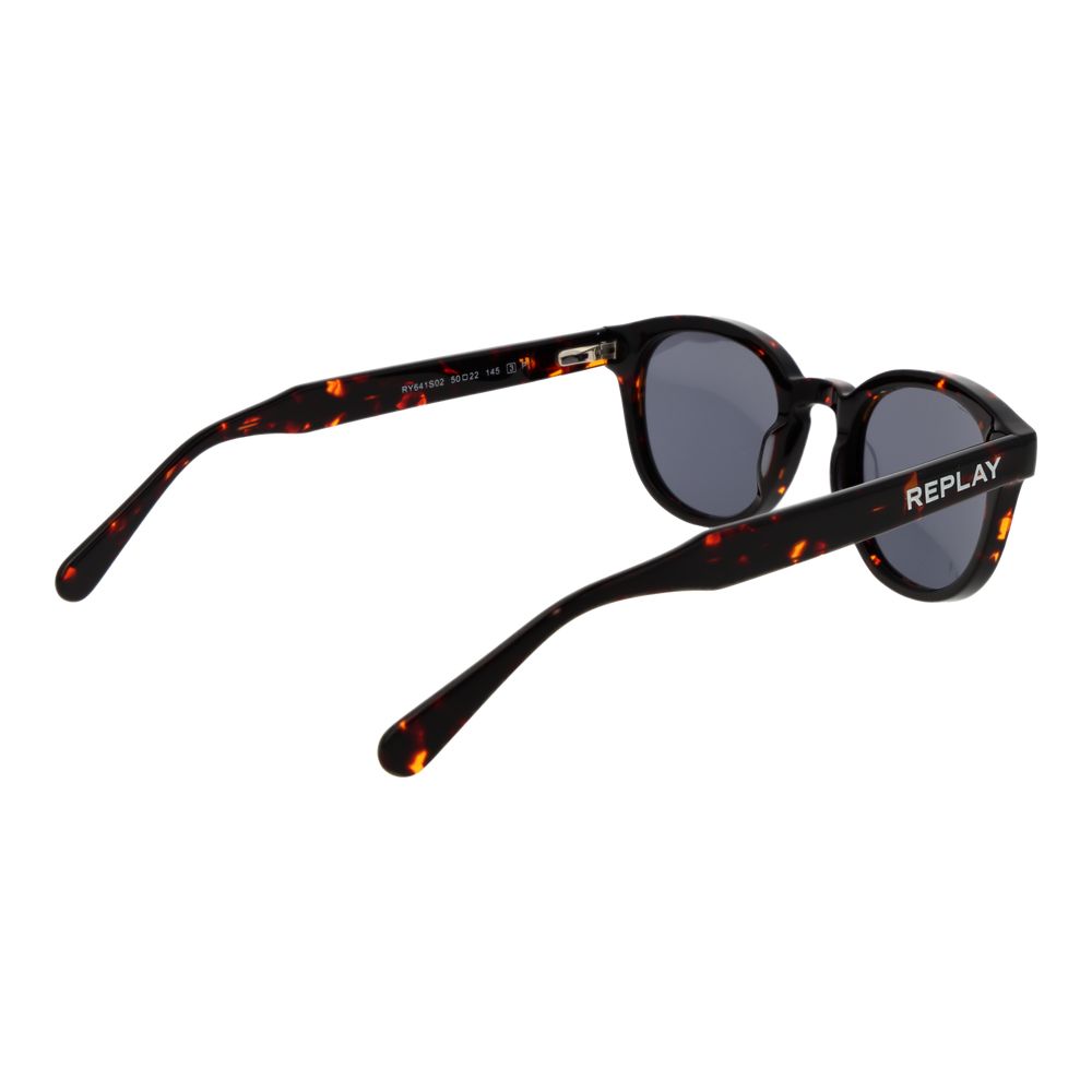 Replay Unisex Sunglasses – Brown Panto Frame, Grey Lenses