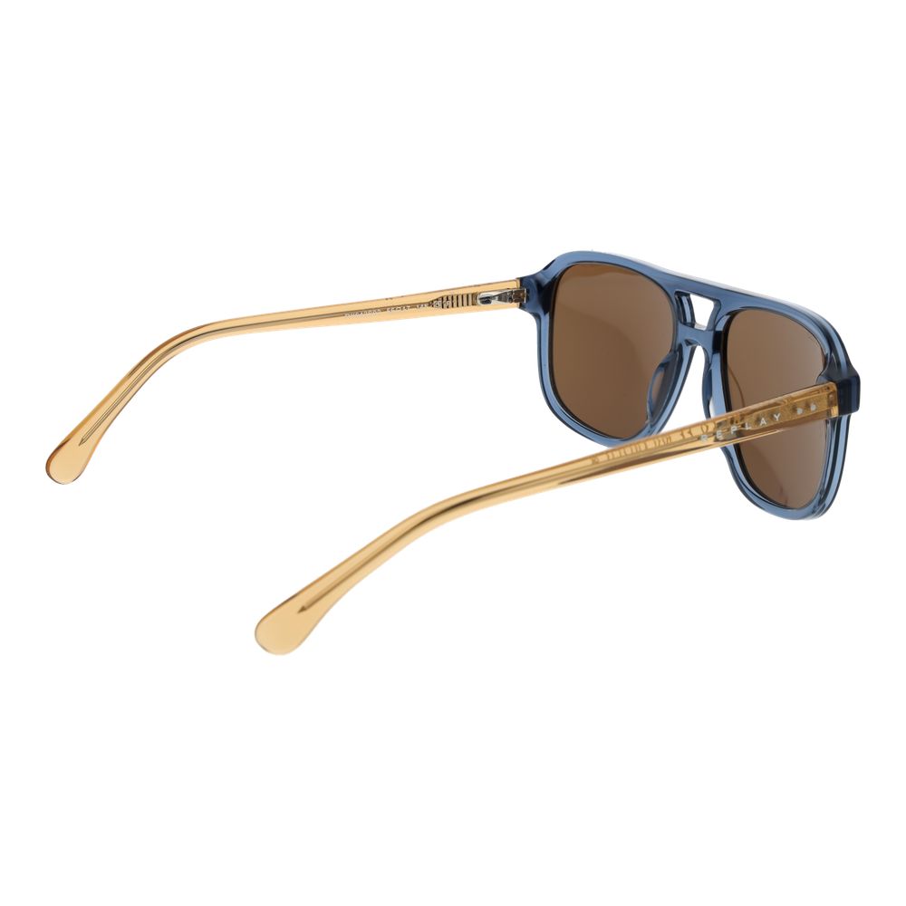 Replay Blue Acetate Sunglasses – Aviator Style with Brown Lenses