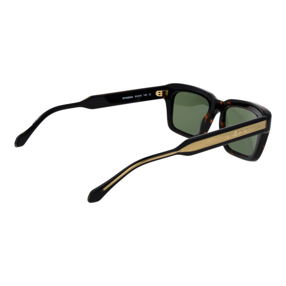 Replay Men's Sunglasses – Black Rectangle Frame, Green Lenses