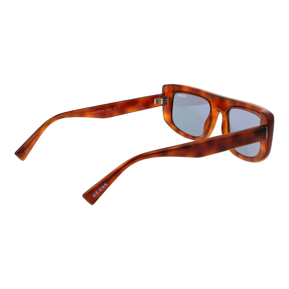Guess Unisex Sunglasses – Brown Rectangle Frame, Grey Mirrored Lenses