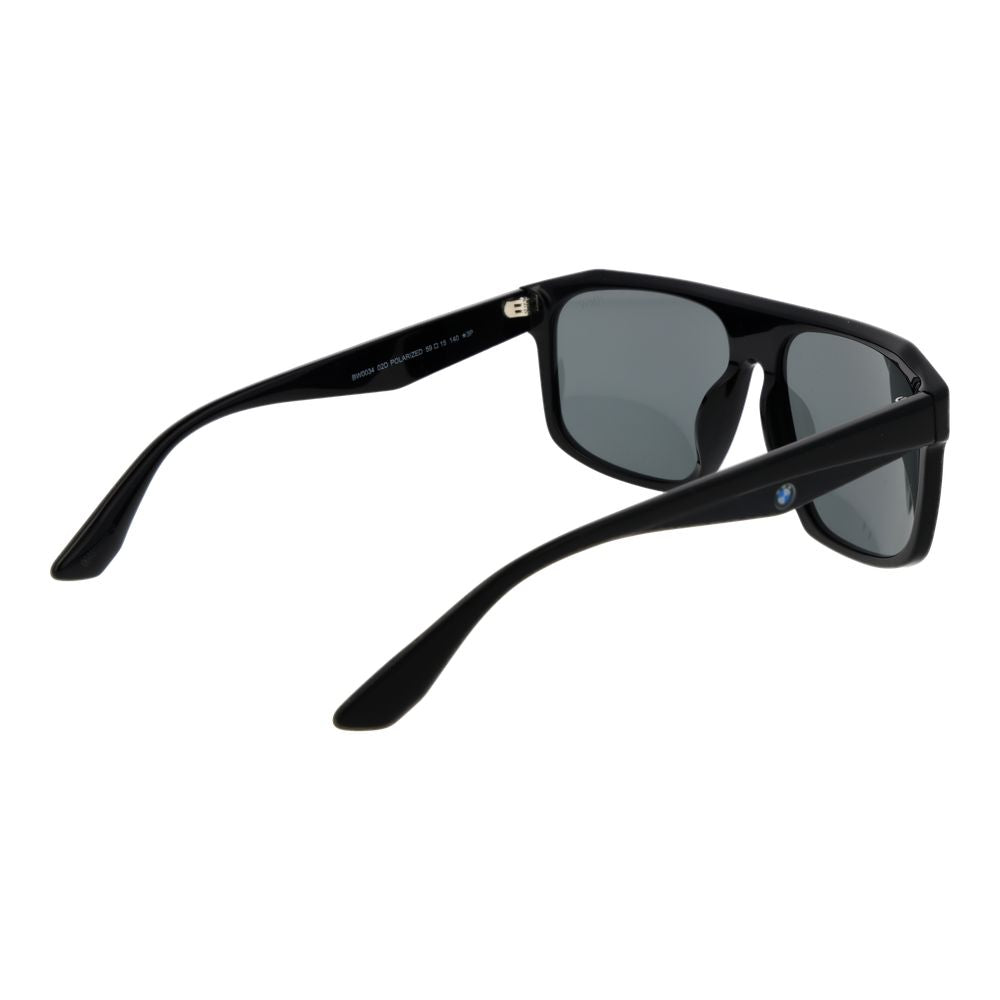 BMW Men's Sunglasses – Black Square Frame, Grey Lenses