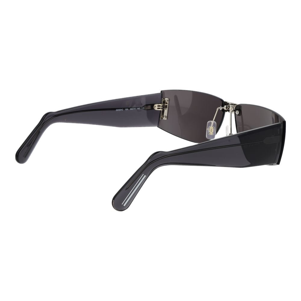 GCDS Unisex Black Plastic Sunglasses – Rimless Rectangle Design with Grey Lenses
