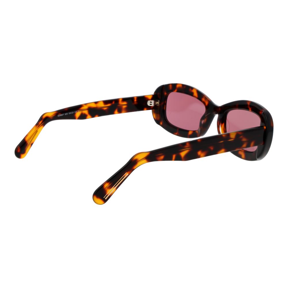 GCDS Unisex Sunglasses – Brown Rectangle Frame, Pink Lenses