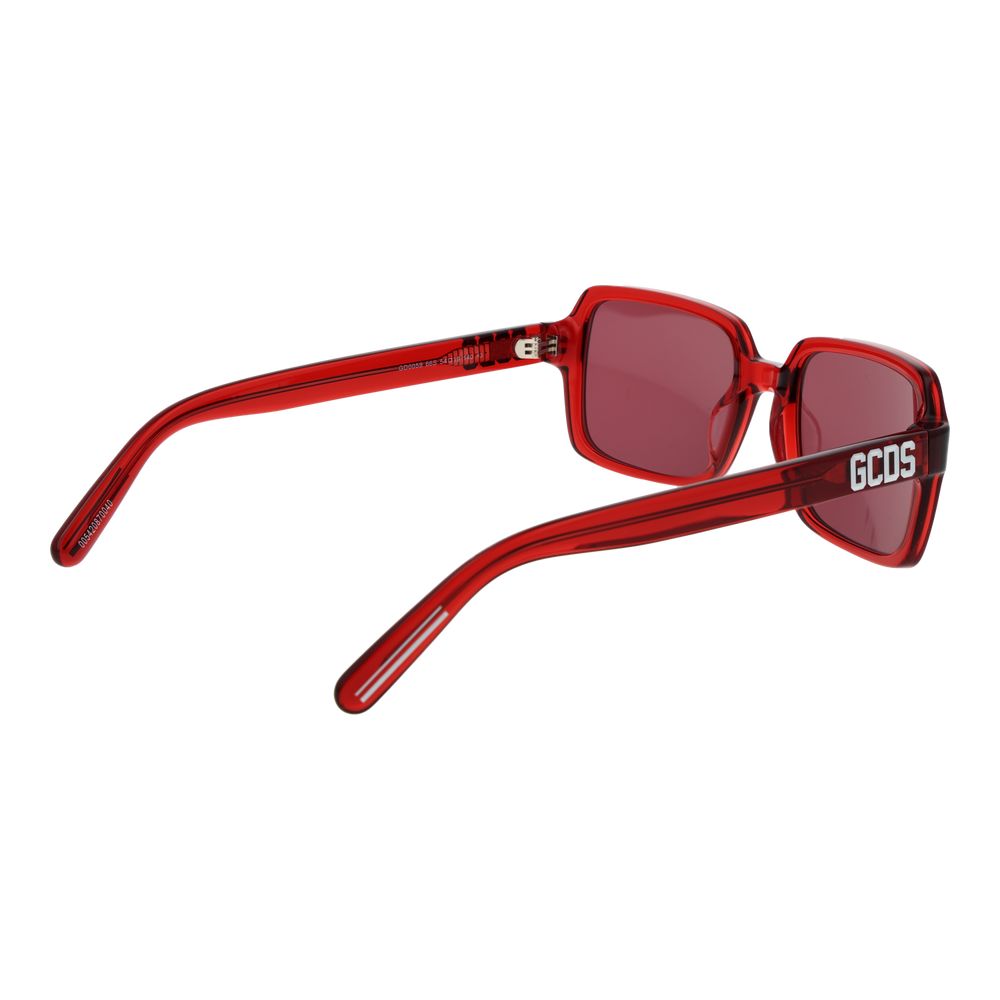 GCDS Women’s Sunglasses – Red Square Frame, Red Lenses
