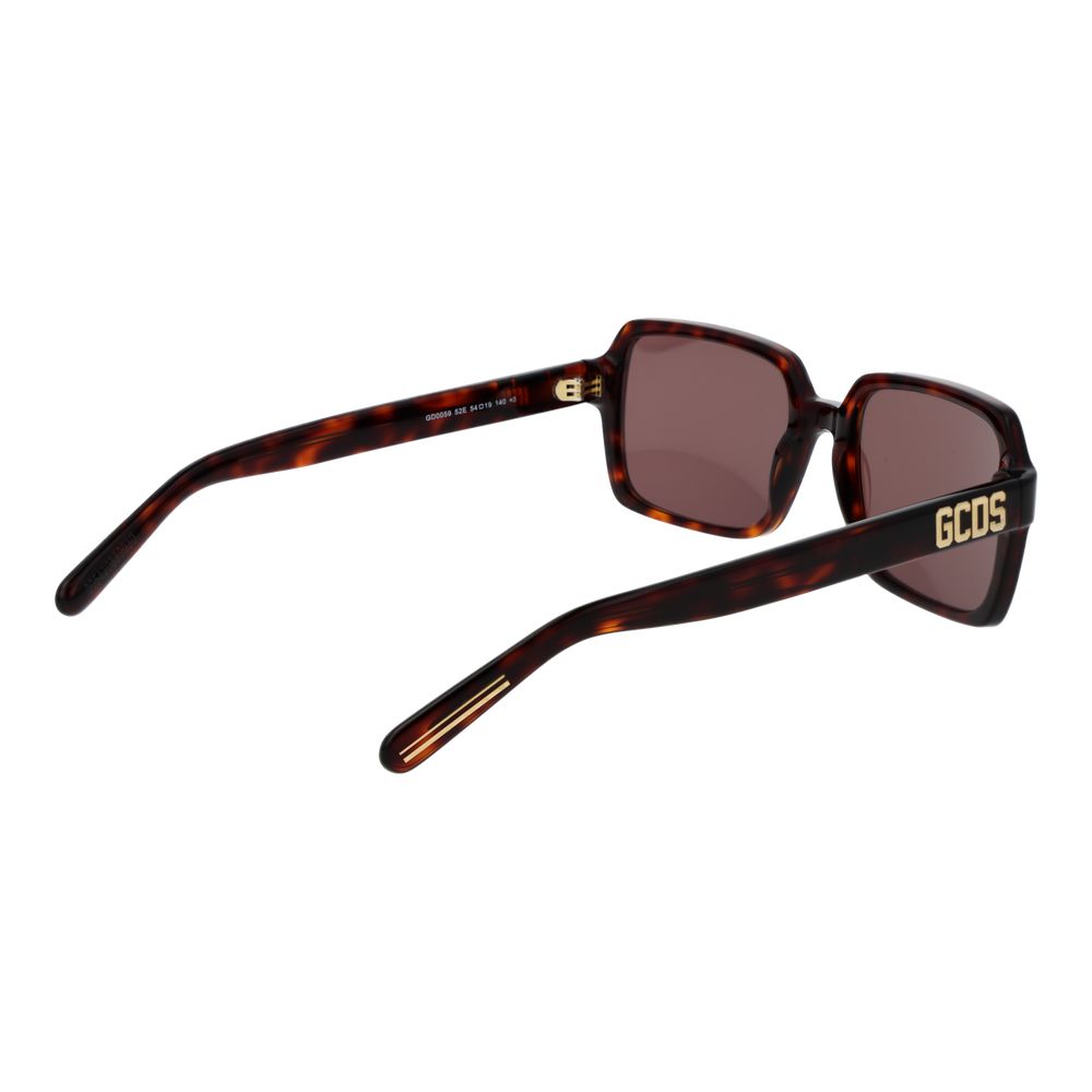 GCDS Unisex Sunglasses – Brown Square Frame, Burgundy Lenses
