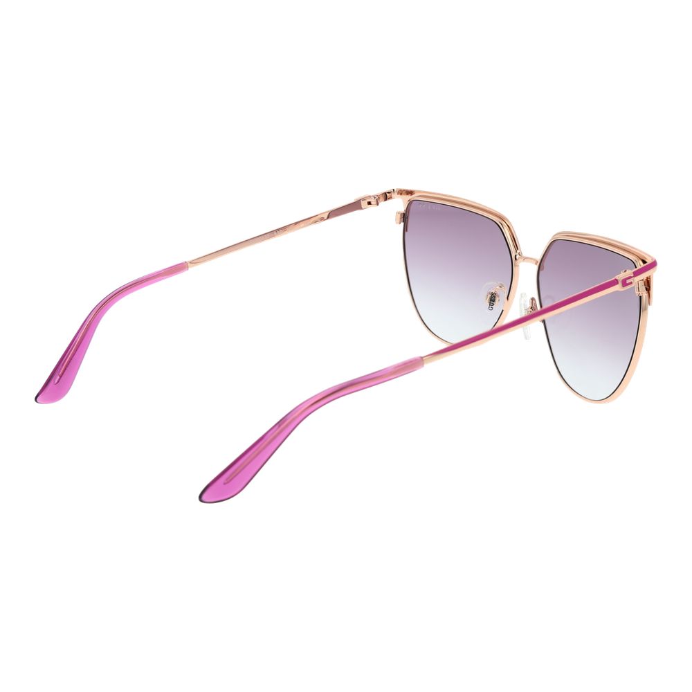 Guess Women’s Sunglasses – Rose Gold Butterfly Frame, Purple Gradient Lenses