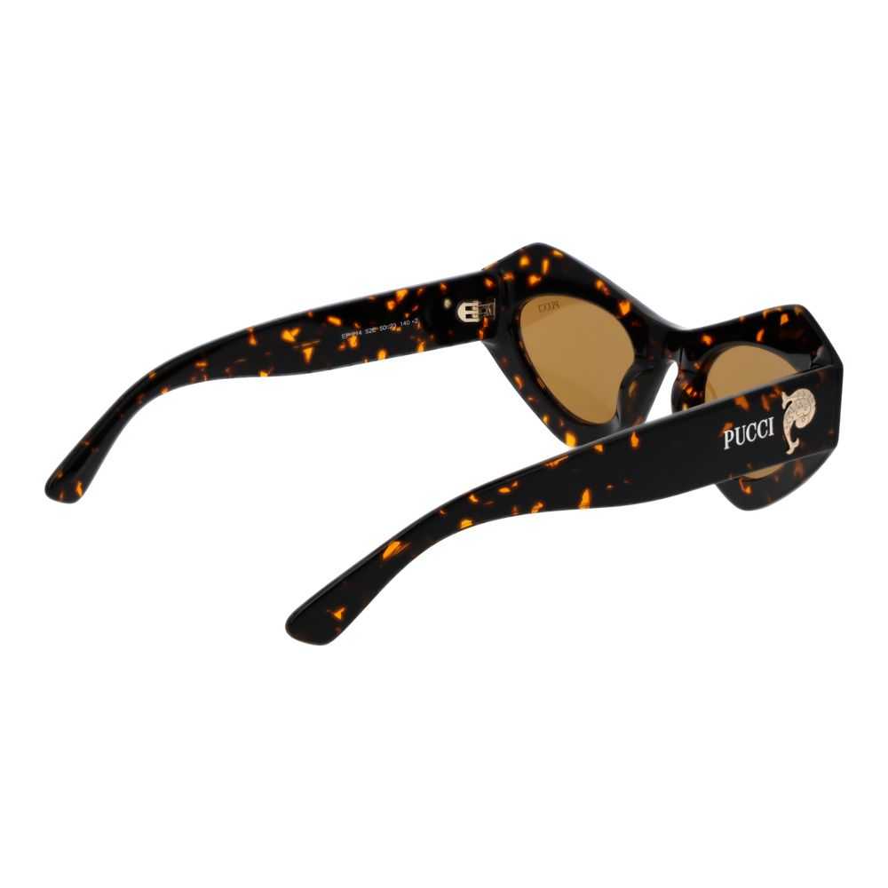 Emilio Pucci Women’s Sunglasses – Brown Cat Eye Frame, Orange Lenses