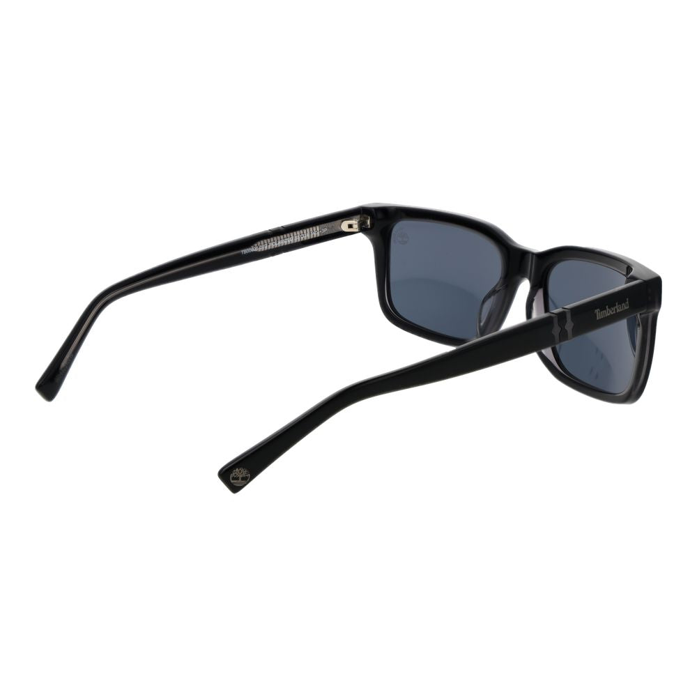 Timberland Men's Sunglasses – Black Rectangle Frame, Grey Polarized Lenses