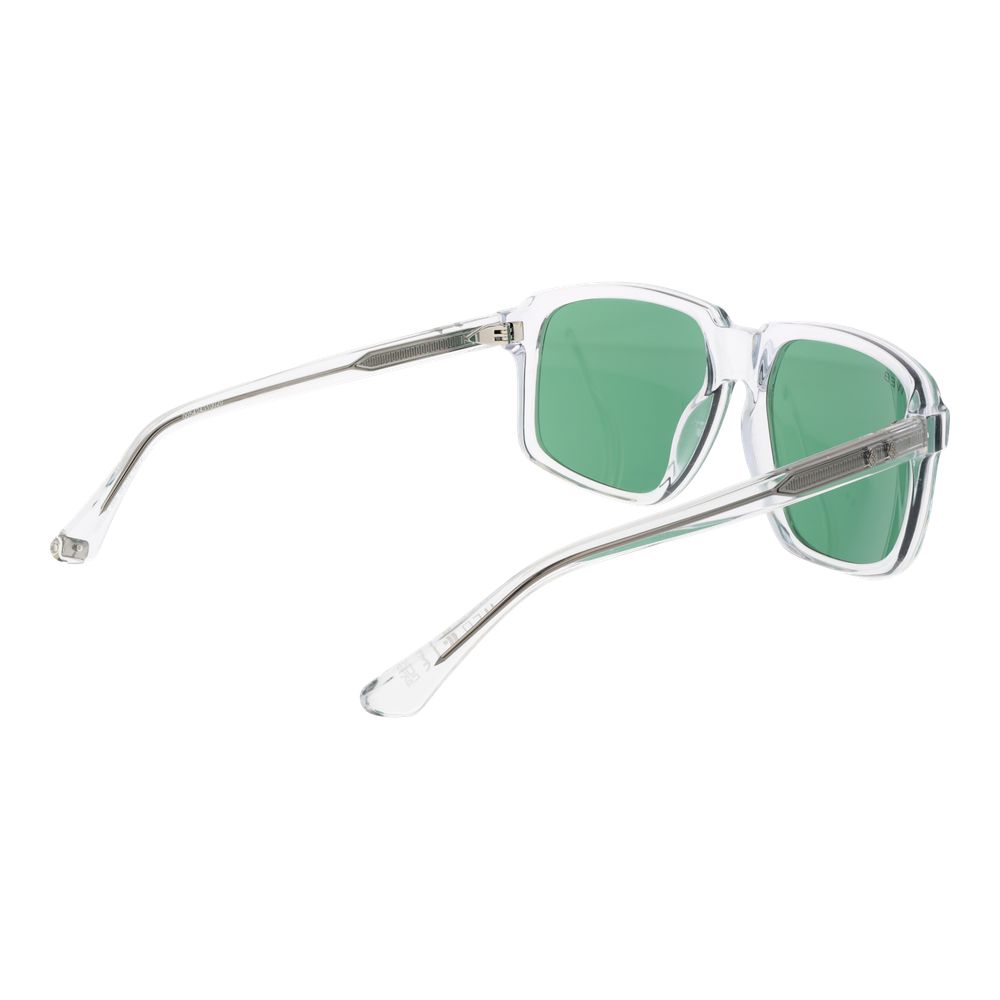 Web Transparent Plastic Sunglasses – Square Frame, Green Lenses