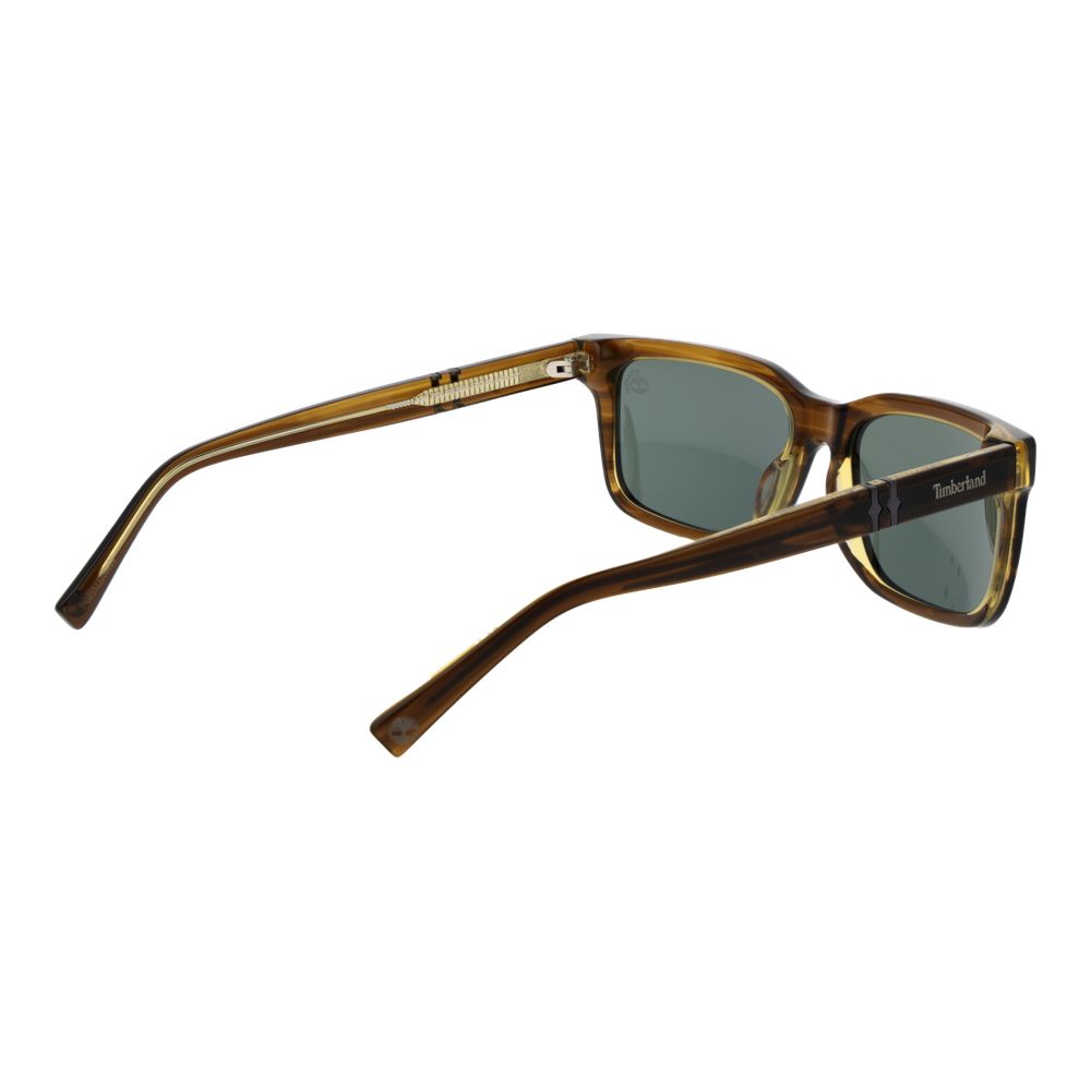 Timberland Men’s Sunglasses – Brown Rectangle Frame, Green Lenses