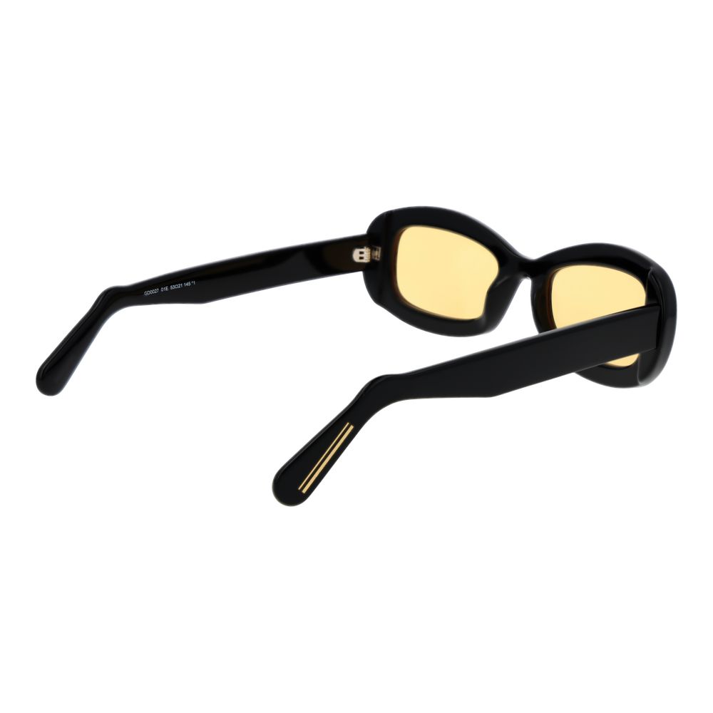 GCDS Unisex Sunglasses – Black Rectangle Frame, Yellow Lenses