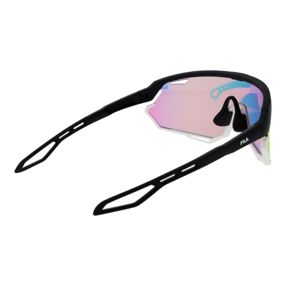 Fila Men’s Sunglasses – Black Full-Rim Frame, Red Mirrored Lenses
